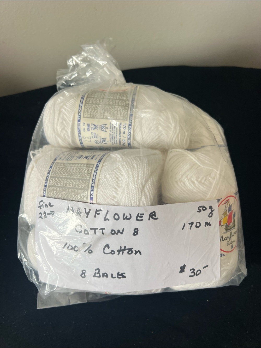 Mayflower Cotton 8 White Cotton Yarn Pack - 8 Balls